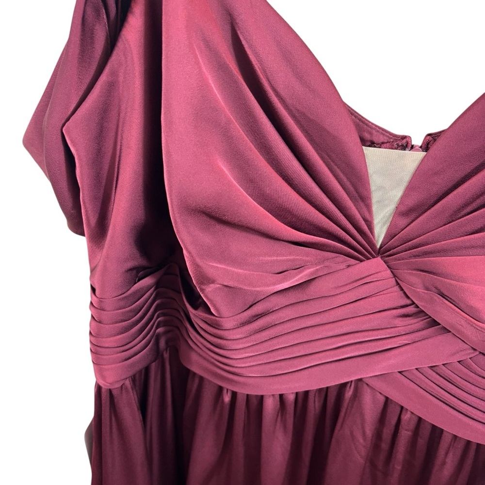 New with Tags AZAZIE LIANNE Burgundy‎ Off the Shoulder Stretch Satin Dress A18 - Picture 8 of 15
